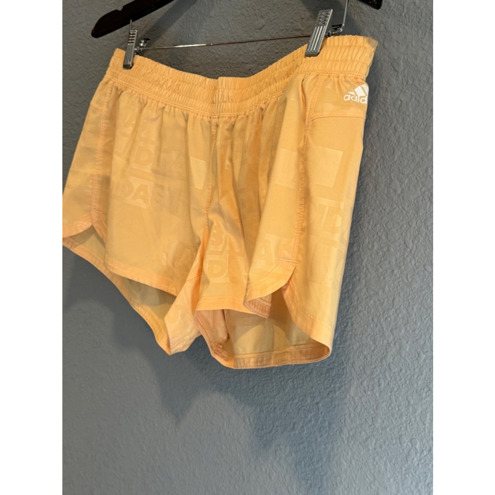 Adidas Pacer Woven Deboss Training Running Shorts Pulse Amber Sz L - Picture 4 of 7